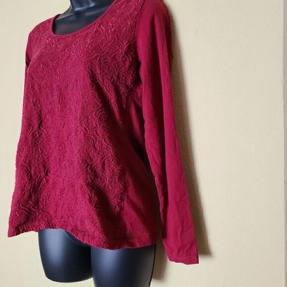 Eddie Bauer Long Sleeve Red Embroidered Top - Picture 3 of 8